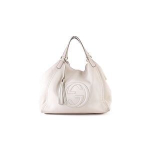 Gucci Off-White Pebbled Calfskin Large Soho Shoulder Bag